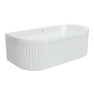 Eleanor Fluted Back-To-Wall Acrylic Bath Gloss White