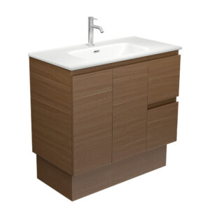Joli Matte White Ceramic 900 WALNUT EDGE Cab on Kick Left 1TH